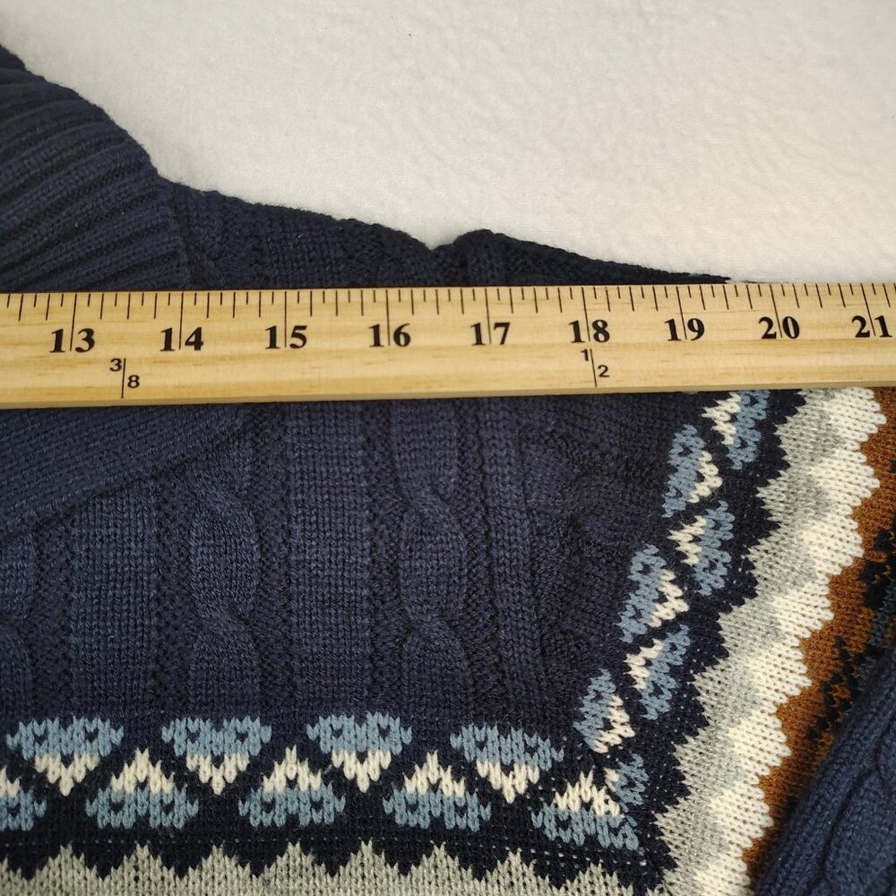 Vintage 90's JCPenney Sweater Mens Medium Fair Isle Shawl Collar - Picture 7 of 8
